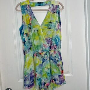 Parker Watercolor Floral Print Romper – Size L